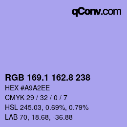 カラーコード: RGB 169.1 162.8 238 | qconv.com