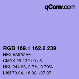 カラーコード: RGB 169.1 162.8 239 | qconv.com