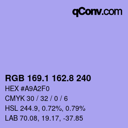 カラーコード: RGB 169.1 162.8 240 | qconv.com
