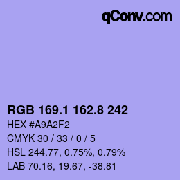 カラーコード: RGB 169.1 162.8 242 | qconv.com