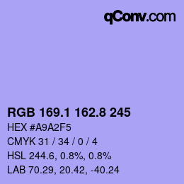 カラーコード: RGB 169.1 162.8 245 | qconv.com