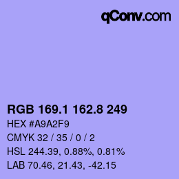 カラーコード: RGB 169.1 162.8 249 | qconv.com