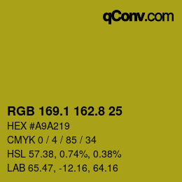 カラーコード: RGB 169.1 162.8 25 | qconv.com