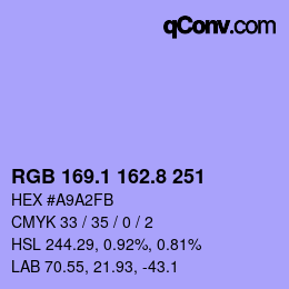 カラーコード: RGB 169.1 162.8 251 | qconv.com
