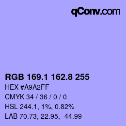 カラーコード: RGB 169.1 162.8 255 | qconv.com