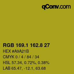 カラーコード: RGB 169.1 162.8 27 | qconv.com