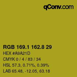カラーコード: RGB 169.1 162.8 29 | qconv.com