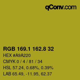 カラーコード: RGB 169.1 162.8 32 | qconv.com