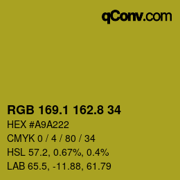 カラーコード: RGB 169.1 162.8 34 | qconv.com