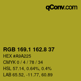カラーコード: RGB 169.1 162.8 37 | qconv.com