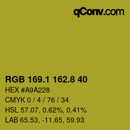 カラーコード: RGB 169.1 162.8 40 | qconv.com
