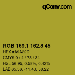 カラーコード: RGB 169.1 162.8 45 | qconv.com