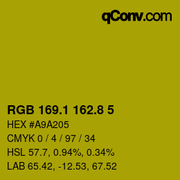 カラーコード: RGB 169.1 162.8 5 | qconv.com