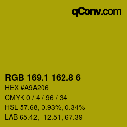 カラーコード: RGB 169.1 162.8 6 | qconv.com