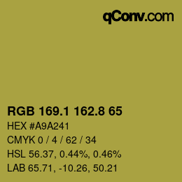 カラーコード: RGB 169.1 162.8 65 | qconv.com