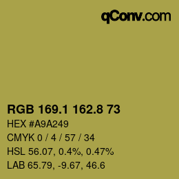 カラーコード: RGB 169.1 162.8 73 | qconv.com