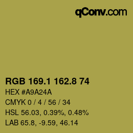 Color code: RGB 169.1 162.8 74 | qconv.com