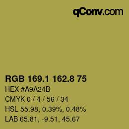 Color code: RGB 169.1 162.8 75 | qconv.com