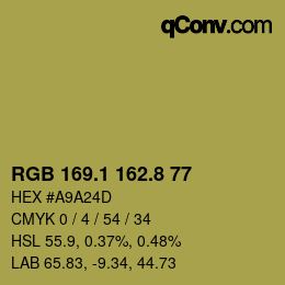 カラーコード: RGB 169.1 162.8 77 | qconv.com