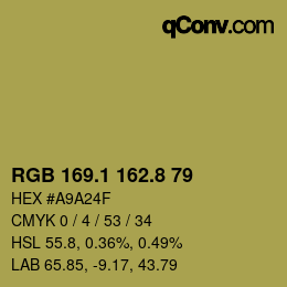 Color code: RGB 169.1 162.8 79 | qconv.com