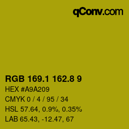 カラーコード: RGB 169.1 162.8 9 | qconv.com