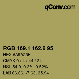 カラーコード: RGB 169.1 162.8 95 | qconv.com