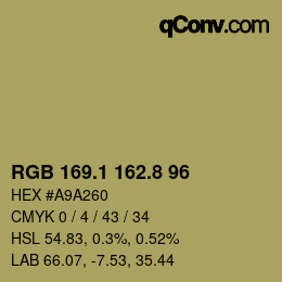 カラーコード: RGB 169.1 162.8 96 | qconv.com