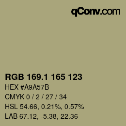 カラーコード: RGB 169.1 165 123 | qconv.com