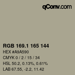 カラーコード: RGB 169.1 165 144 | qconv.com