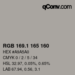 Color code: RGB 169.1 165 160 | qconv.com