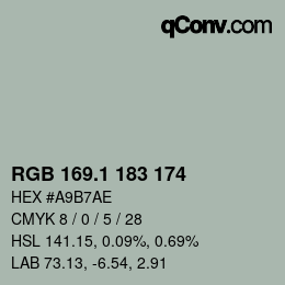 Color code: RGB 169.1 183 174 | qconv.com