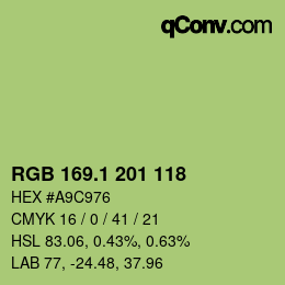 カラーコード: RGB 169.1 201 118 | qconv.com