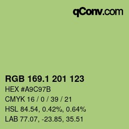 カラーコード: RGB 169.1 201 123 | qconv.com
