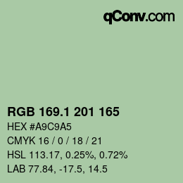 カラーコード: RGB 169.1 201 165 | qconv.com
