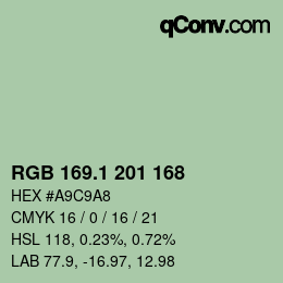カラーコード: RGB 169.1 201 168 | qconv.com