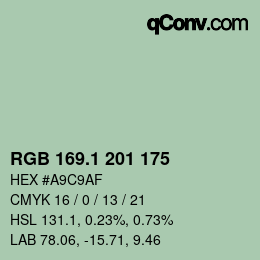 カラーコード: RGB 169.1 201 175 | qconv.com