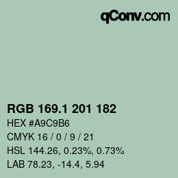 Color code: RGB 169.1 201 182 | qconv.com