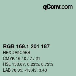 Color code: RGB 169.1 201 187 | qconv.com