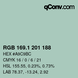 Color code: RGB 169.1 201 188 | qconv.com