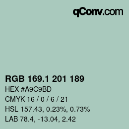カラーコード: RGB 169.1 201 189 | qconv.com