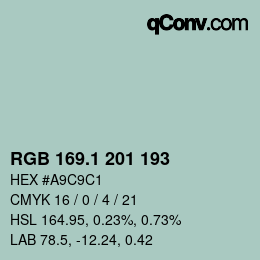 Color code: RGB 169.1 201 193 | qconv.com