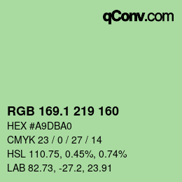 カラーコード: RGB 169.1 219 160 | qconv.com