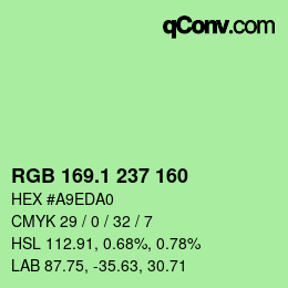 カラーコード: RGB 169.1 237 160 | qconv.com