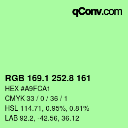 カラーコード: RGB 169.1 252.8 161 | qconv.com