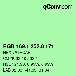 カラーコード: RGB 169.1 252.8 171 | qconv.com