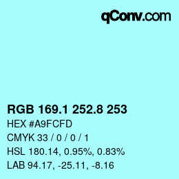 Color code: RGB 169.1 252.8 253 | qconv.com