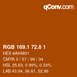 Color code: RGB 169.1 72.8 1 | qconv.com