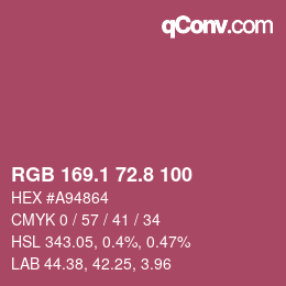 カラーコード: RGB 169.1 72.8 100 | qconv.com