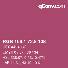 カラーコード: RGB 169.1 72.8 108 | qconv.com