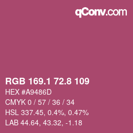 カラーコード: RGB 169.1 72.8 109 | qconv.com